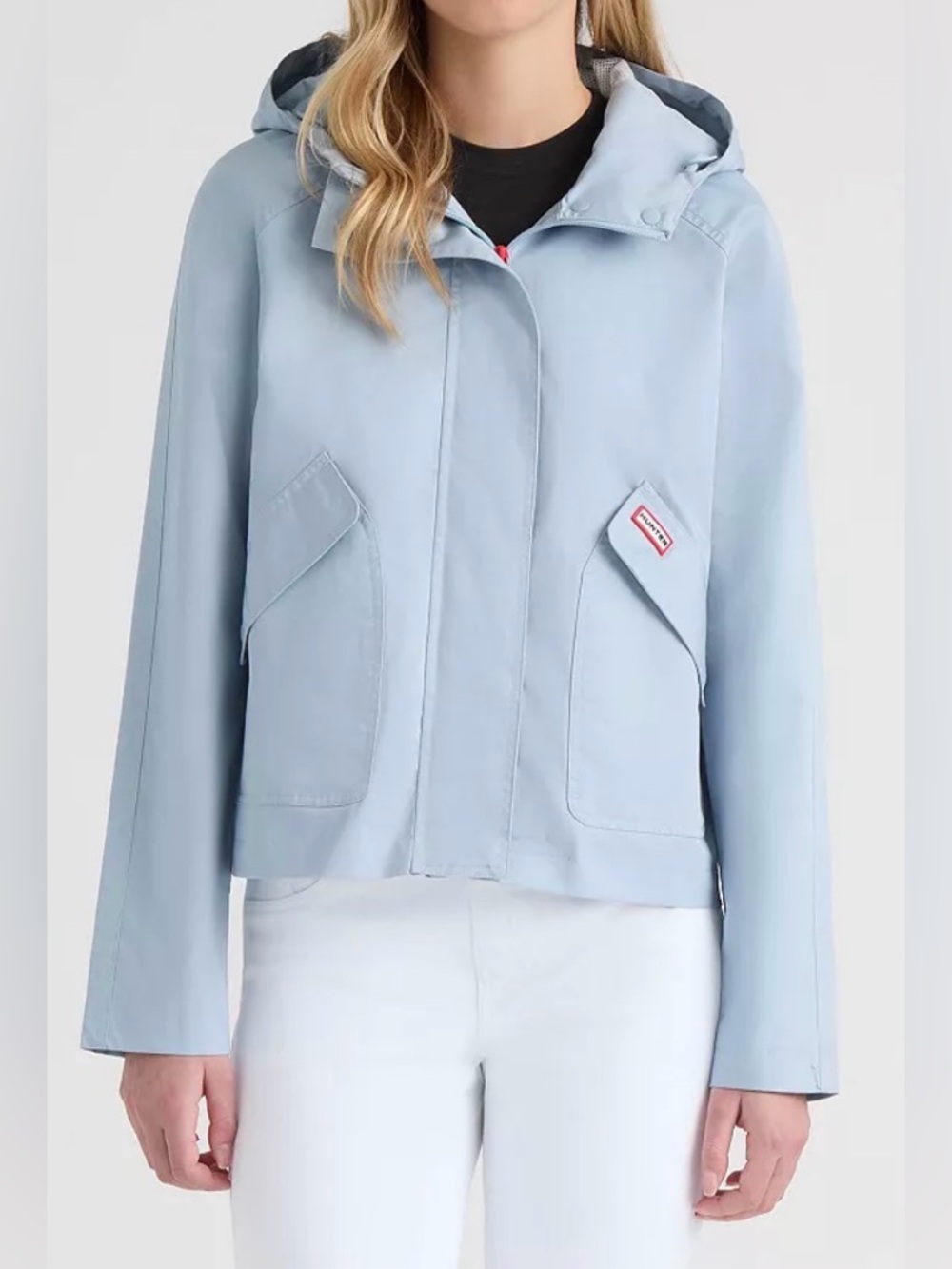 Hunter Women's Julia Cotton Water Repellent Short Rain Jacket | Washed Blue | L